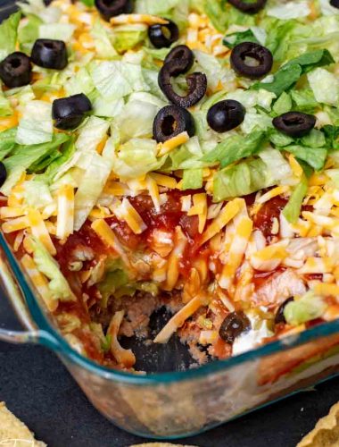 Seven Layer Taco Dip with colby