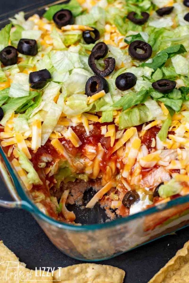 Seven Layer Taco Dip with colby