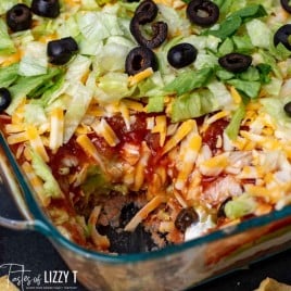 Seven Layer Taco Dip with olives