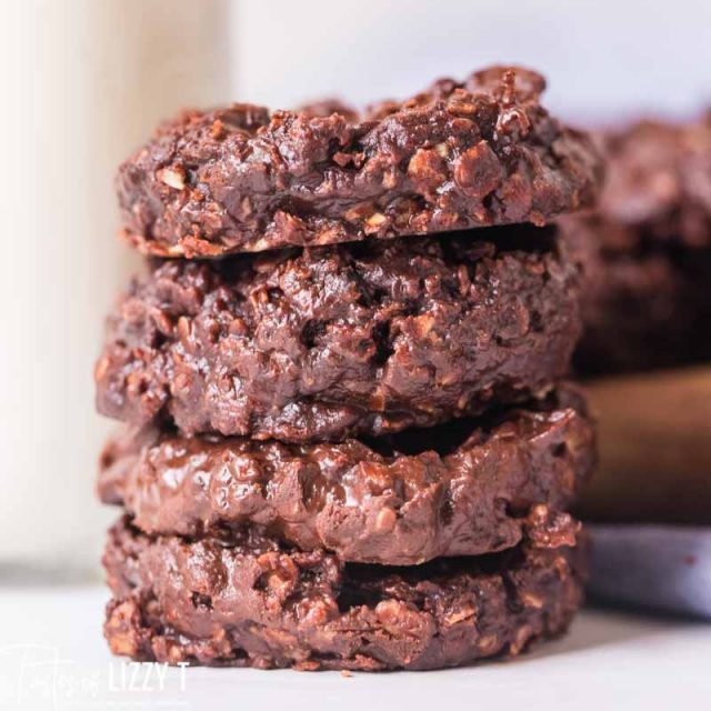 stack of fudgy No Bake Cookies