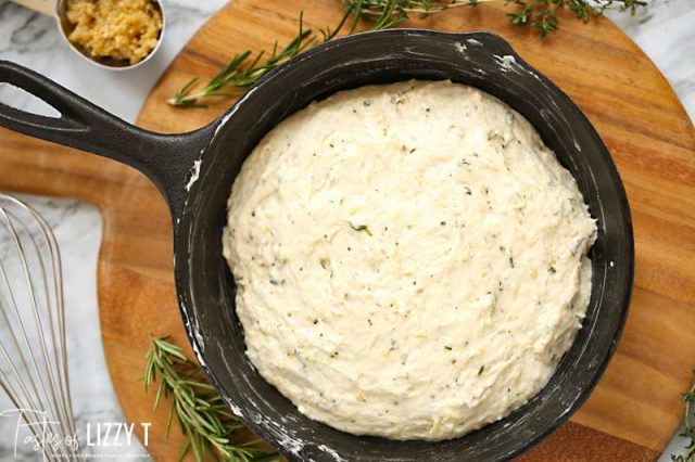 bread dough in a skillet