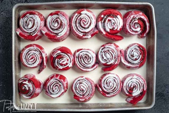 cream poured over unbaked rolls