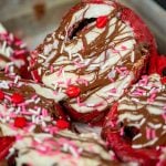 red velvet nutella sweet rolls with cream cheese glaze