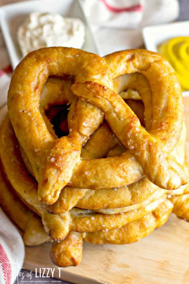 stack of homemade pretzels