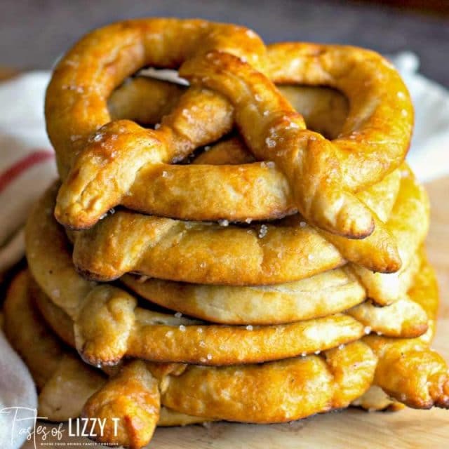 stack of 6 shaped soft pretzels