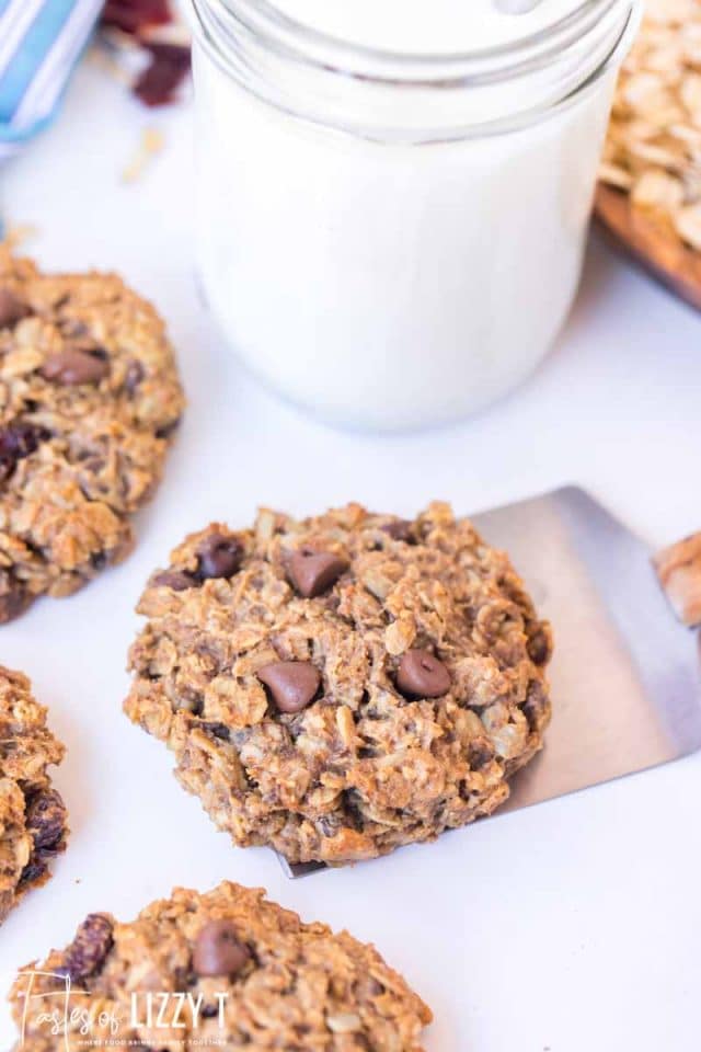 oatmeal chocolate chip cookies with milk