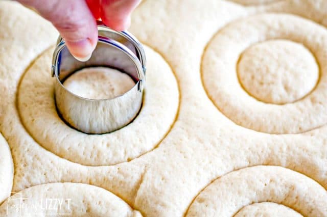 cutting donuts with biscuit cutter