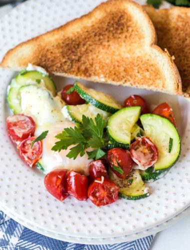 Breakfast Egg Bake on a plate with toast