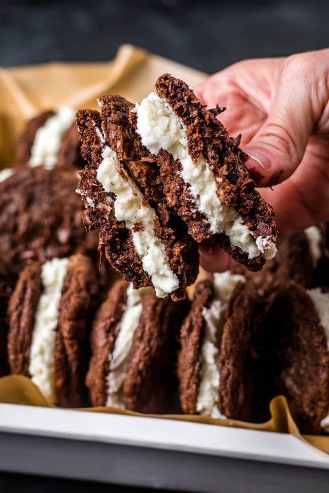 half of a chocolate cookie sandwich