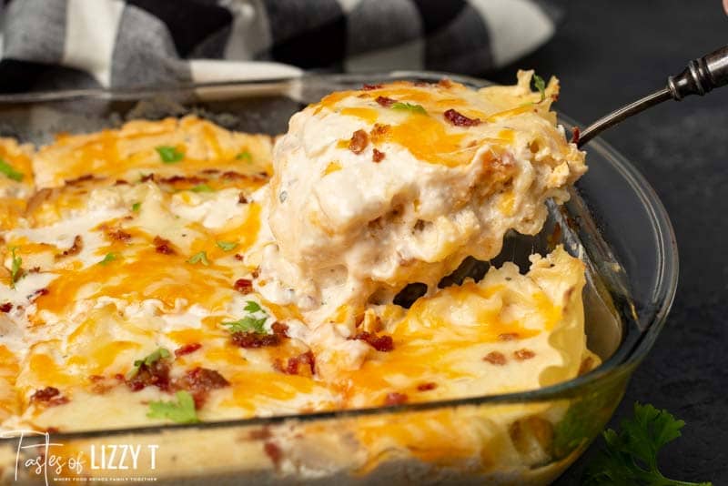cheesy crack chicken lasagna