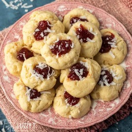 a plate of thumbprint cookies