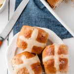 A plate of hot cross buns