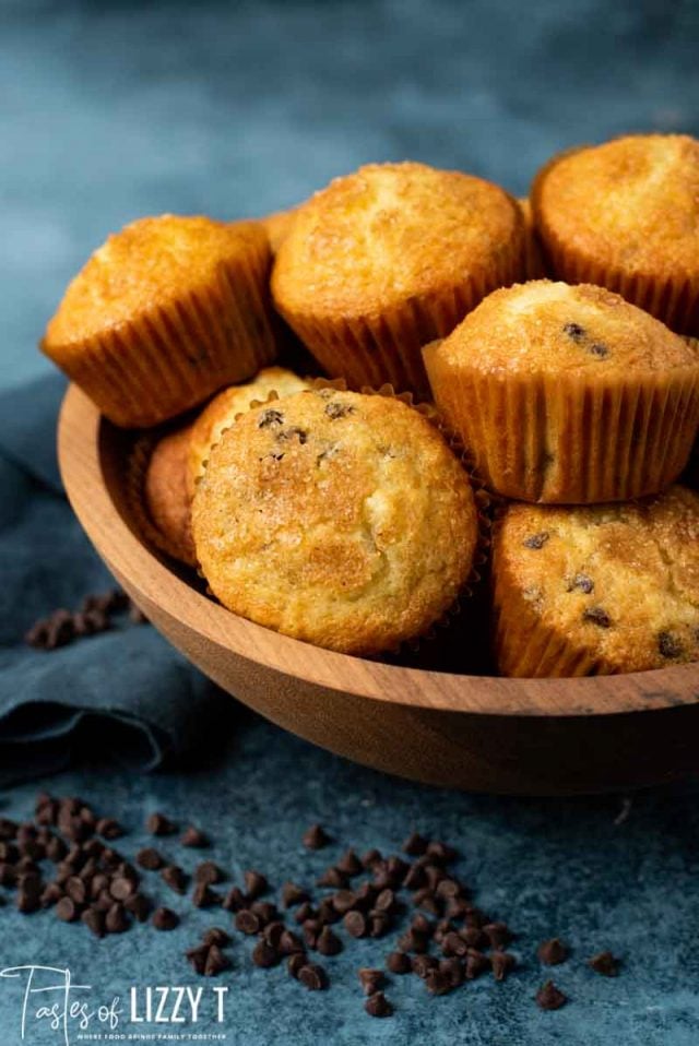 amish friendship chocolate chip muffins in a bowl