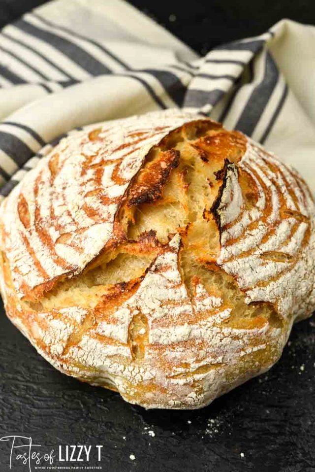 round artisan sourdough bread loaf