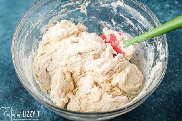 half mixed sourdough bread dough