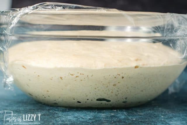 fermented sourdough dough in a bowl