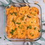 overhead view of Buffalo Chicken Pinwheels