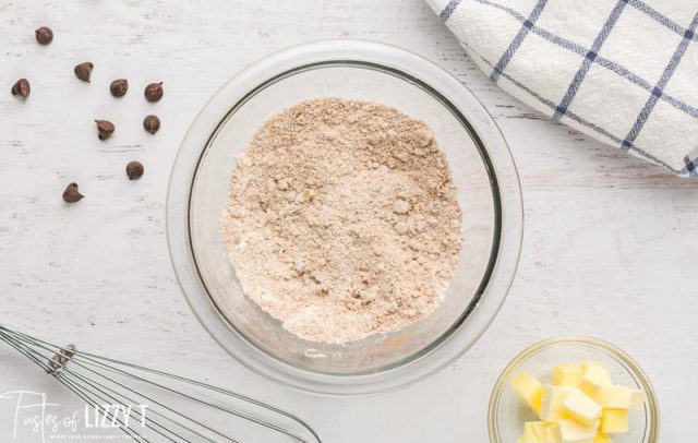 cinnamon and butter streusel in a mixing bowl