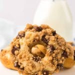 Chocolate Chip Coffee Cake Donuts on a plate