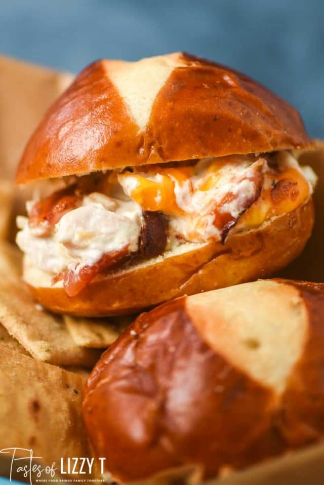 crack chicken on pretzel buns