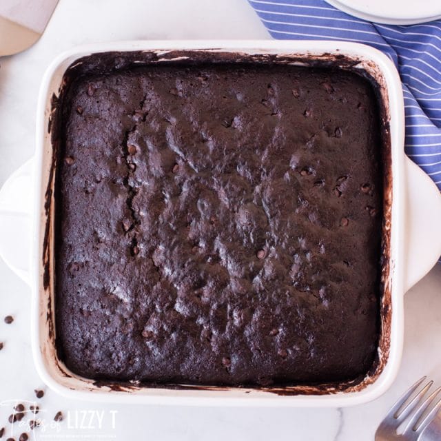 baked chocolate cake in square pan