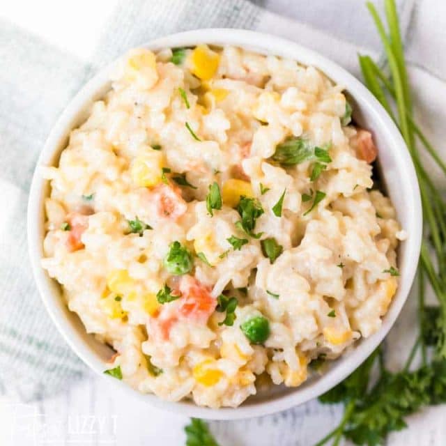 chicken and rice with veggies in a bowl