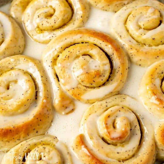 overhead view of lemon sweet rolls