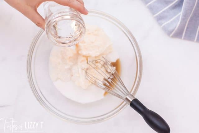 wet ingredients for cake in a bowl