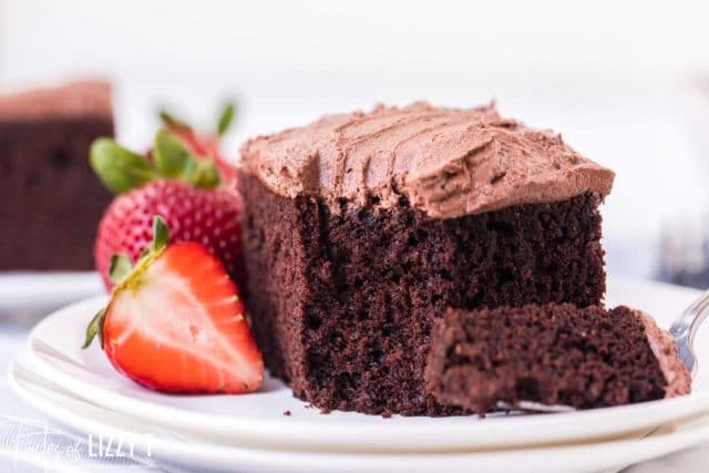 piece of chocolate cake on a plate