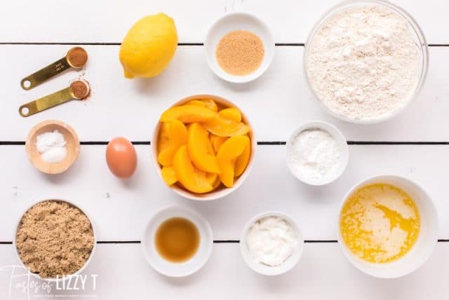 ingredients for peach crumb bars