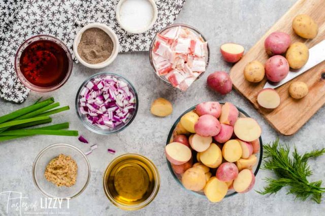 ingredients for warm potato salad