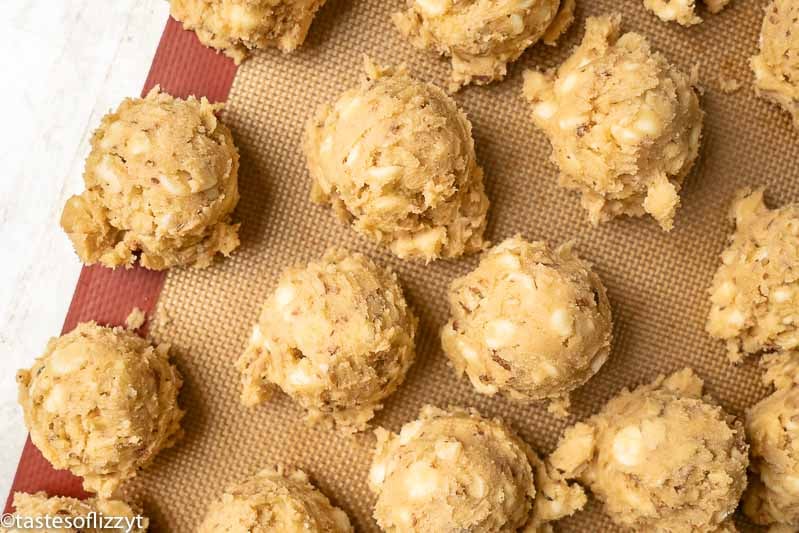 balls of white chocolate cookie dough