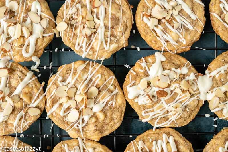 chewy cookies with white chocolate chips and almonds