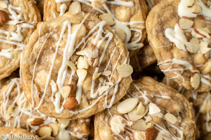 pile of white chocolate cookies with almonds