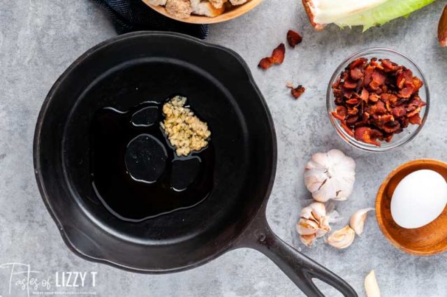 garlic and oil in a skillet