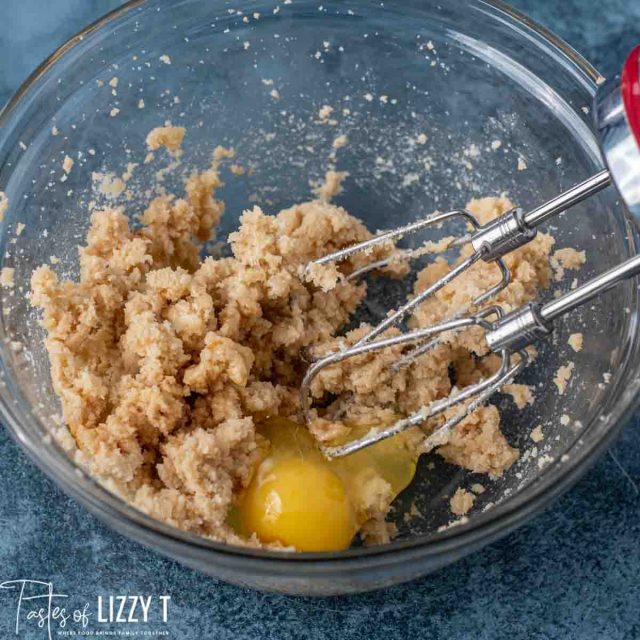 eggs sugar and butter in mixing bowl