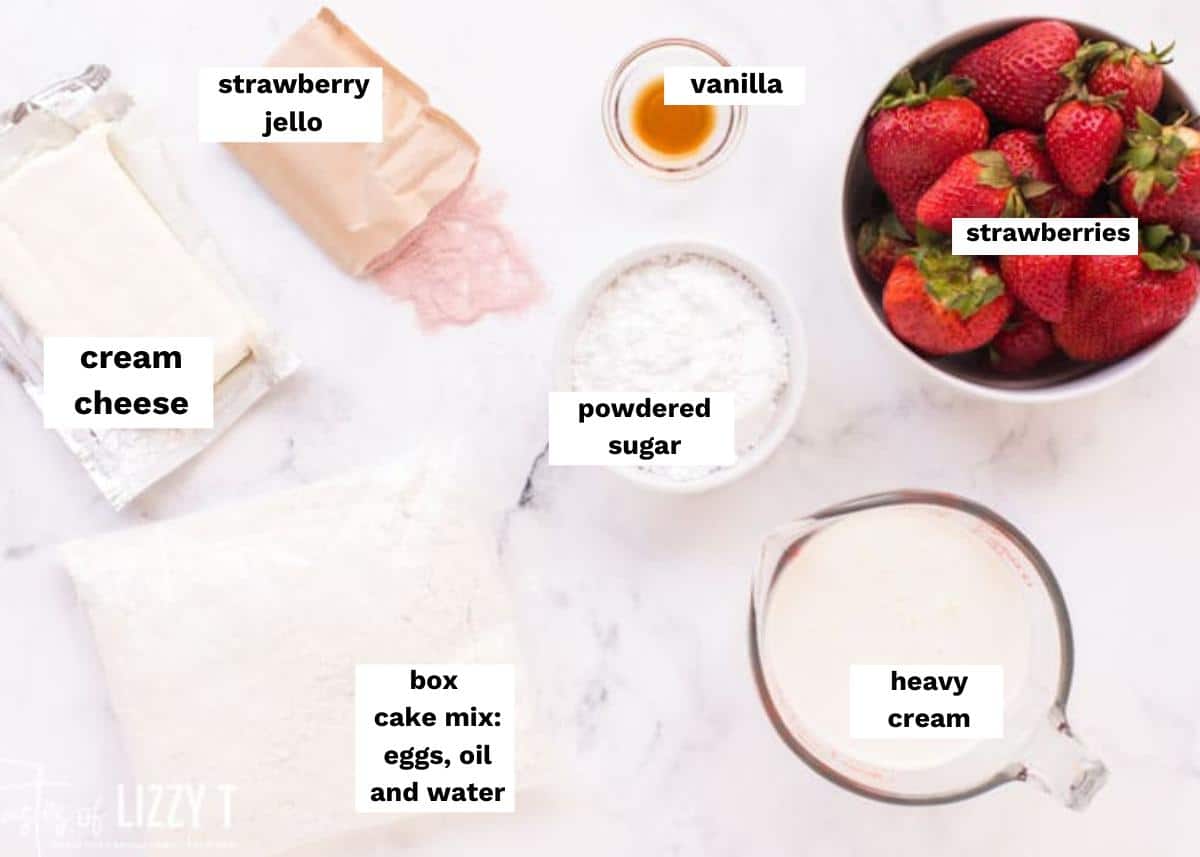 ingredients for strawberry jello cake