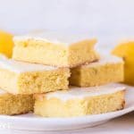 plate of frosted lemon brownies