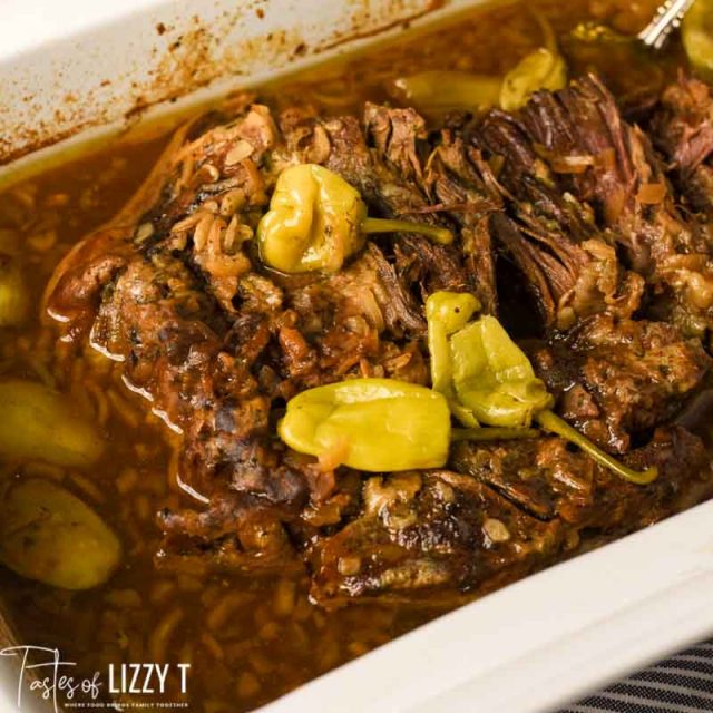 slow cooked mississippi pot roast with peppers