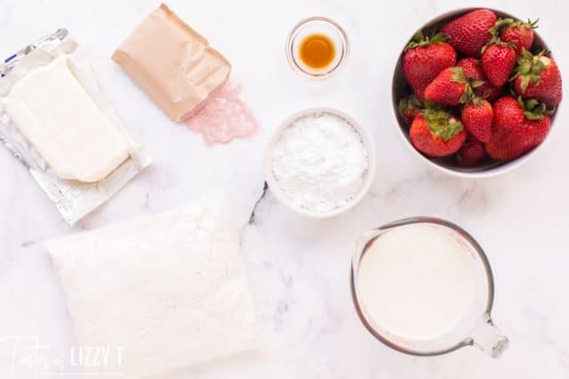 overhead shot of ingredients for jello poke cake