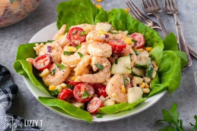 plate of cajun shrimp salad