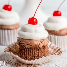 chocolate angel food cupcakes unwrapped