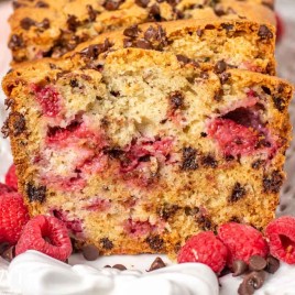 slice of chocolate chip raspberry bread