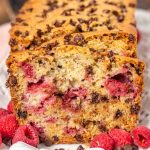 loaf of chocolate chip raspberry bread