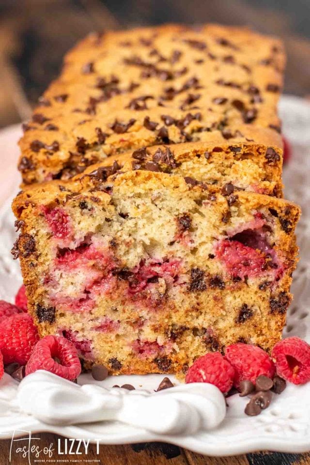 loaf of chocolate chip raspberry bread