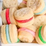 pile of cream wafer sandwich cookies in a bowl