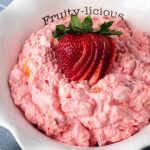 strawberry fruit jello salad in a bowl