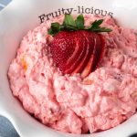 strawberry fruit jello salad in a bowl