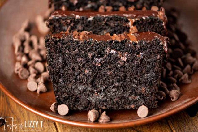 slices of dark chocolate roasted banana bread on a plate