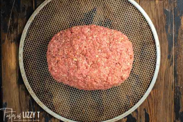 shaped meatloaf on wire rack